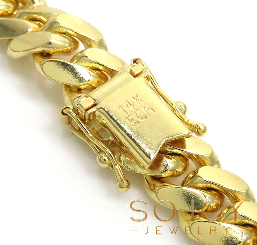 14k yellow gold solid miami link bracelet 8.50 inch 8.50mm - Image 4