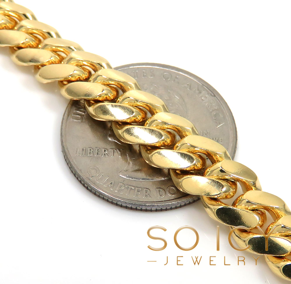 14k yellow gold solid miami link bracelet 8.50 inch 8.50mm