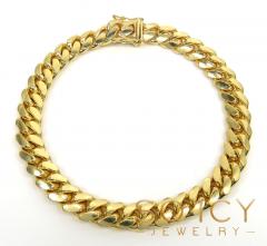 14k yellow gold solid miami link bracelet 8.50 inch 8.50mm
