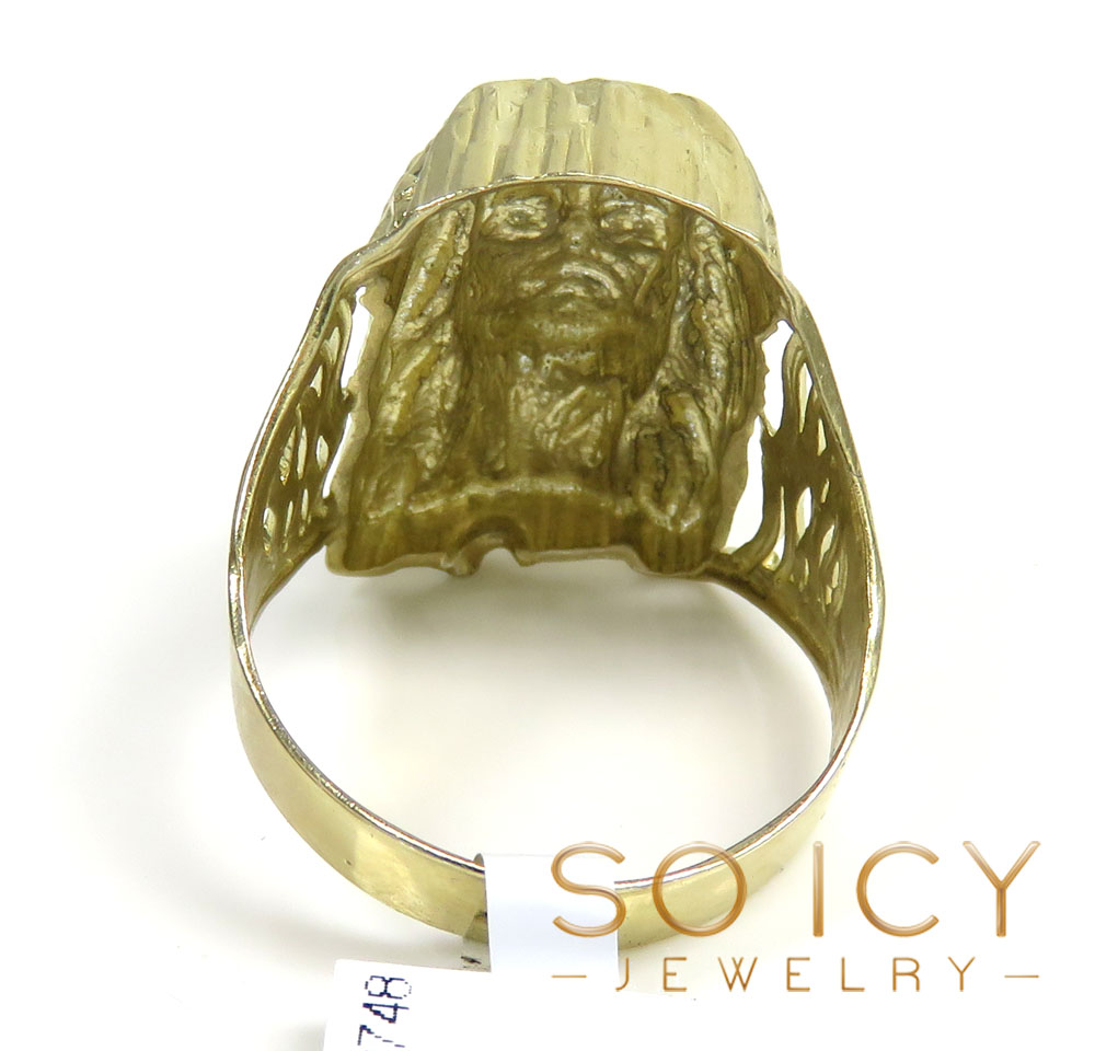 10k yellow gold diamond cut jesus face ring  - Image 4