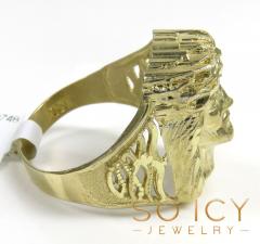 10k yellow gold diamond cut jesus face ring 