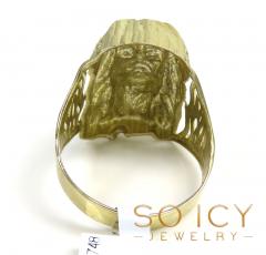 10k yellow gold diamond cut jesus face ring