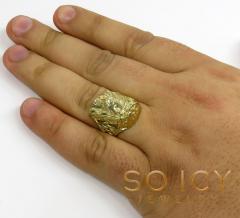 10k yellow gold diamond cut jesus face ring 