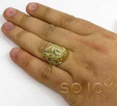 10k yellow gold diamond cut jesus face ring