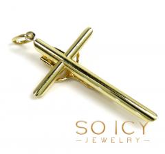 14k yellow gold medium jesus tube cross pendant 