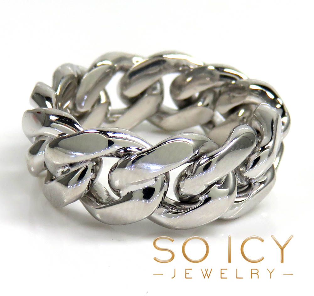 925 sterling silver 9.50mm solid miami link ring 