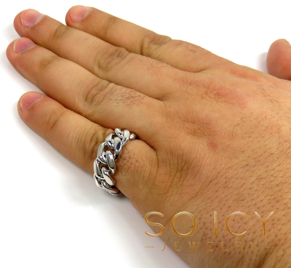 925 sterling silver 9.50mm solid miami link ring - Image 3