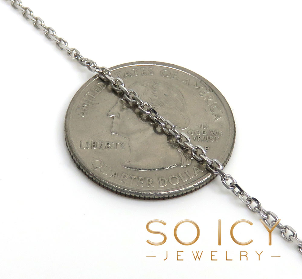 14k white gold super skinny solid cable chain 18-24 inch 1.7mm - Image 2