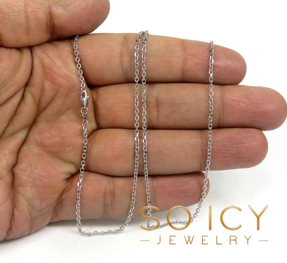 14k white gold super skinny solid cable chain 18-24 inch 1.7mm