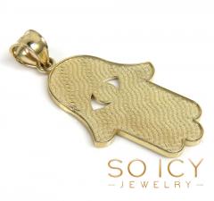 14k yellow gold diamond cut medium hamsa pendant 