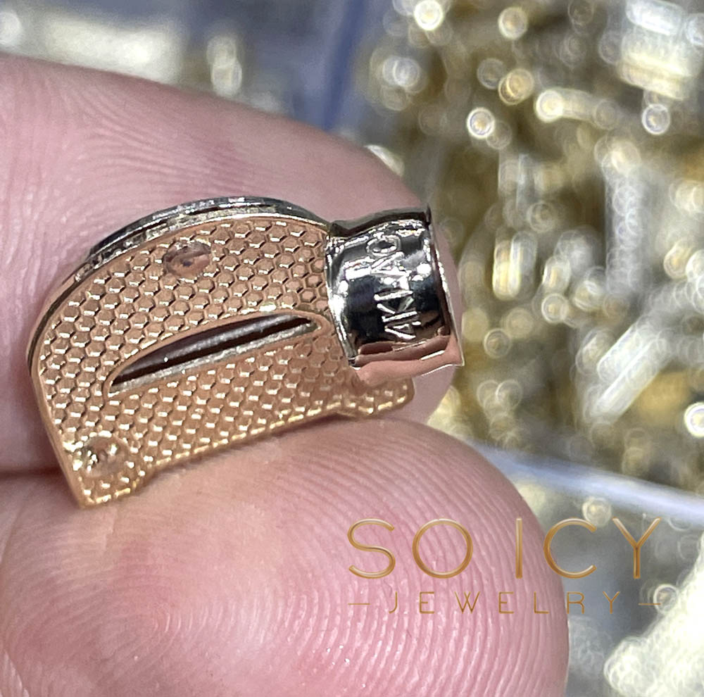 14k two tone gold small raised letter initial pendant  - Image 3