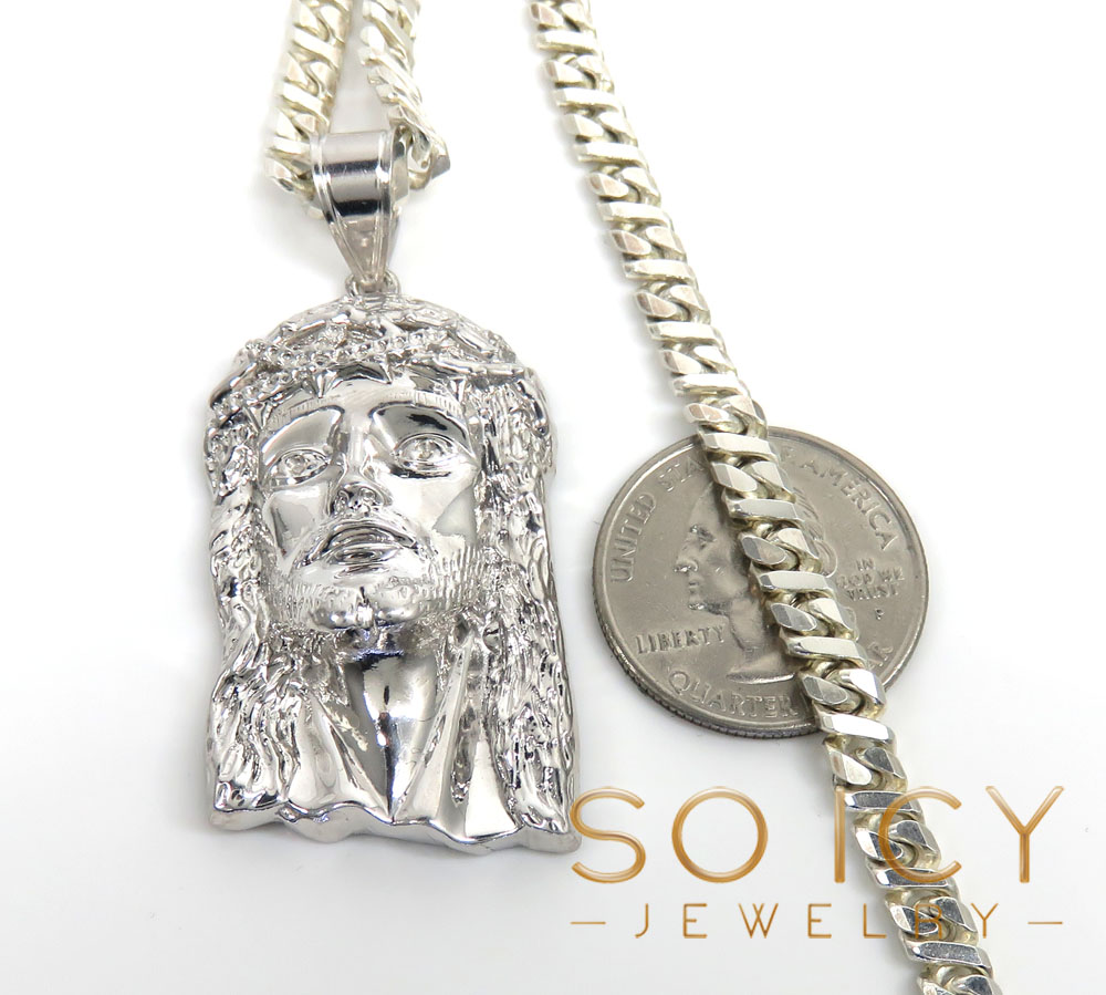  925 sterling silver medium classic jesus pendant w/ 22