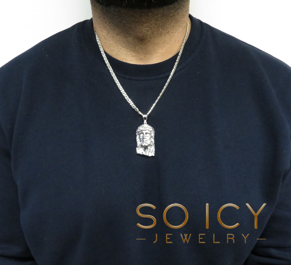  925 sterling silver medium classic jesus pendant w/ 22