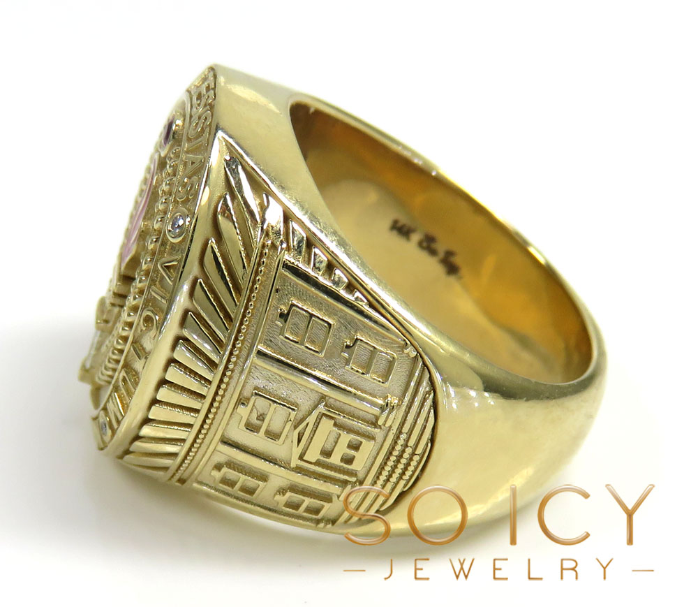 14k gold custom diamond ruby enamel college ring 0.50ct