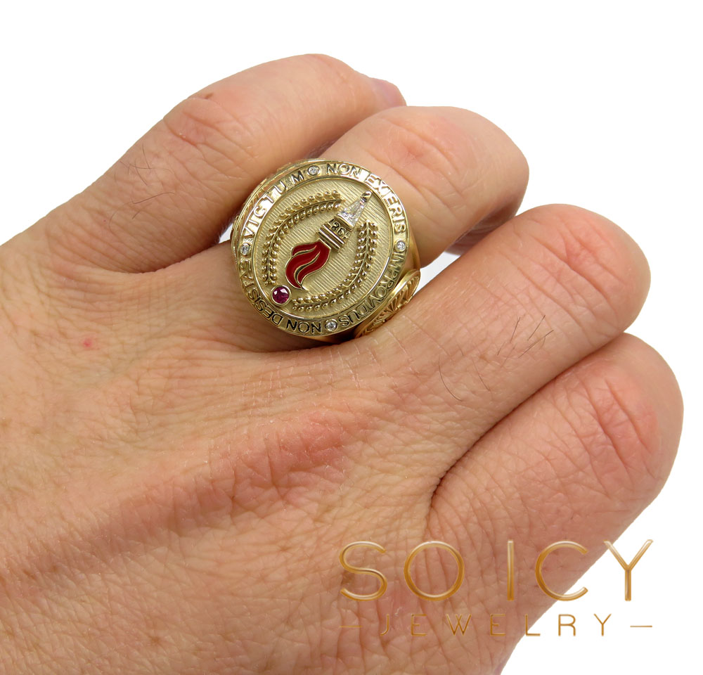 Buy 14k Gold Custom Diamond Ruby Enamel College Ring 0.50ct Online at SO ICY JEWELRY