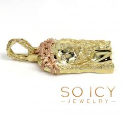 14k two tone gold medium classic thorn jesus pendant 0.03ct