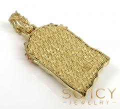 14k two tone gold medium classic thorn jesus pendant 0.03ct