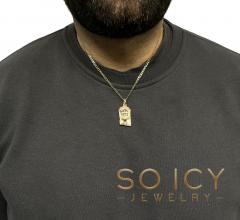 14k two tone gold medium classic thorn jesus pendant 0.03ct