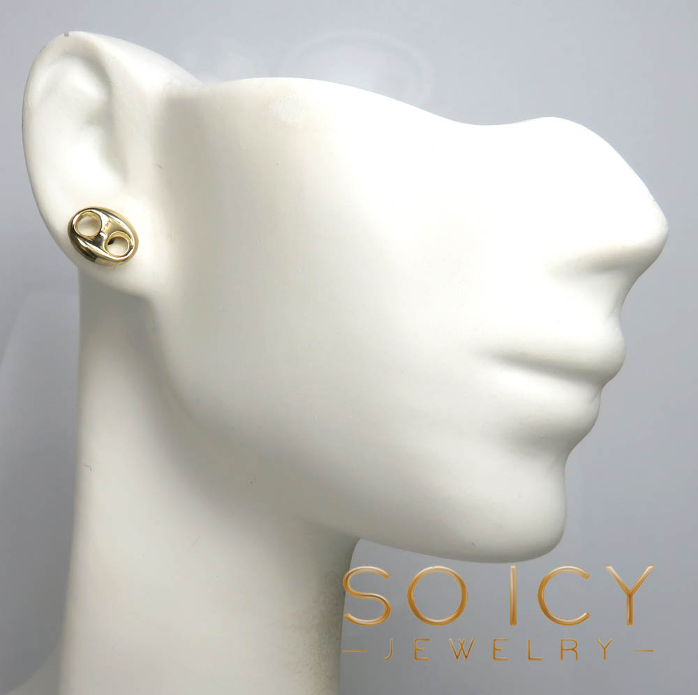 10k yellow gold hollow 7.50mm-16.80mm puffed mariner earrings