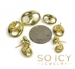 10k yellow gold hollow 7.50mm-16.80mm puffed mariner earrings