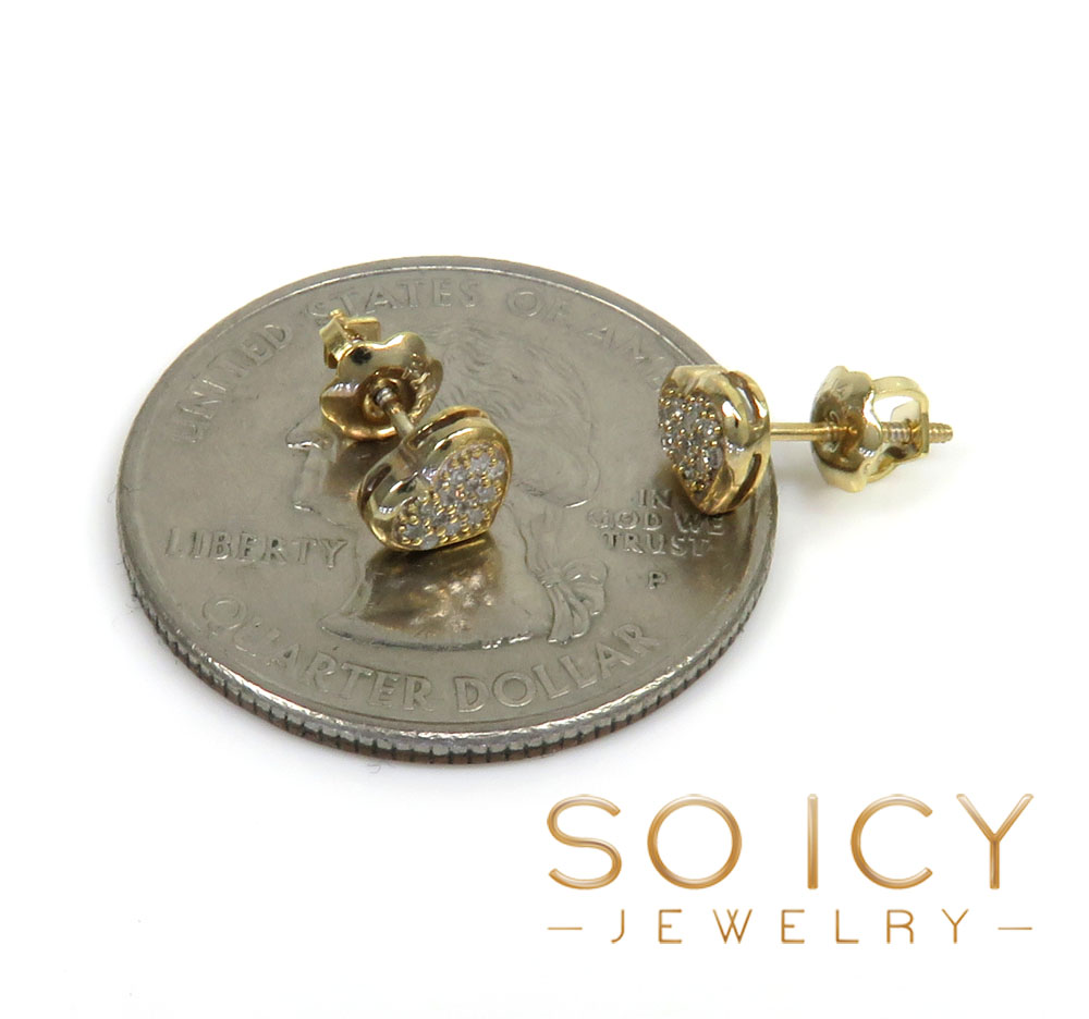 14k yellow gold small diamond heart earrings 0.08ct