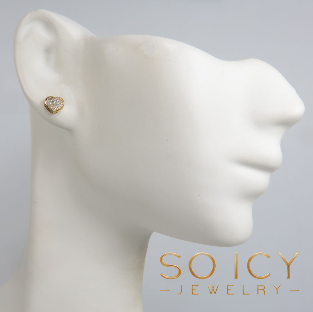14k yellow gold small diamond heart earrings 0.08ct