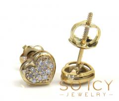 14k yellow gold small diamond heart earrings 0.08ct