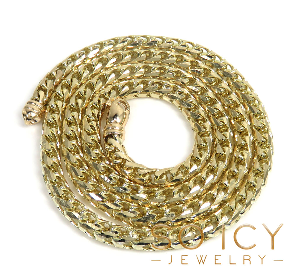 14k yellow gold solid diamond cut franco chain 20-30 inch 6.70mm - Image 2