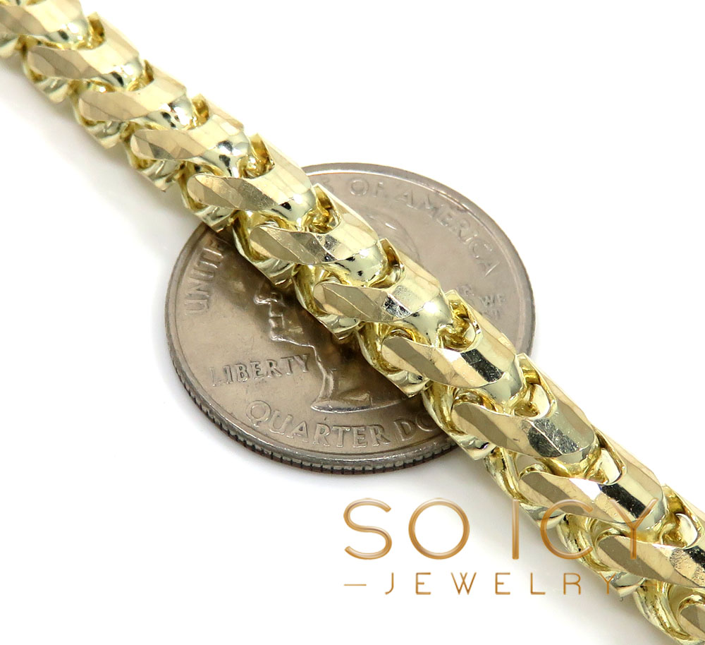 14k yellow gold solid diamond cut franco chain 20-30 inch 6.70mm