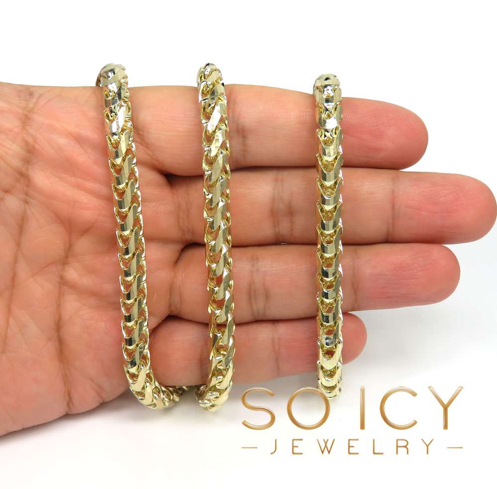 14k yellow gold solid diamond cut franco chain 20-30 inch 6.70mm - Image 5