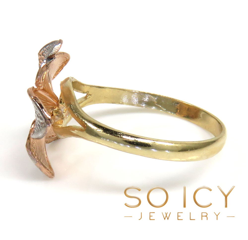 14k tri color flower ring
