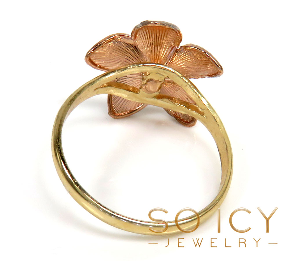 14k tri color flower ring