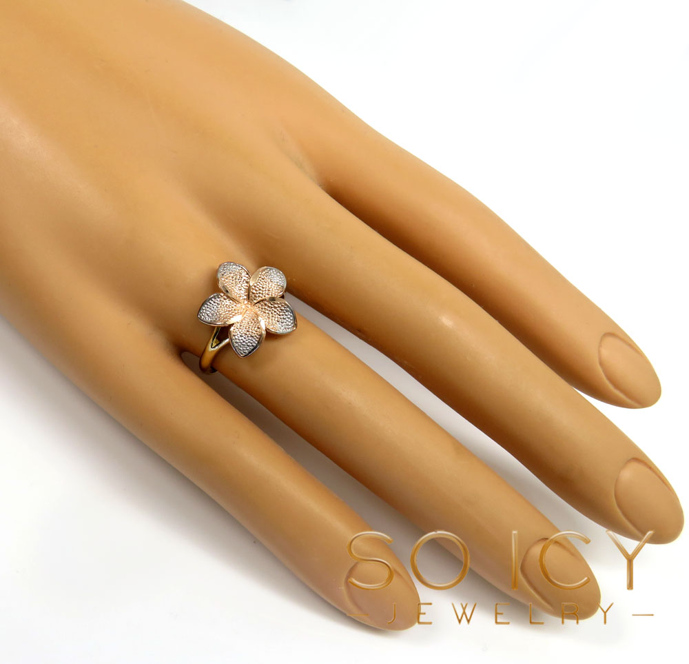 14k tri color flower ring - Image 5