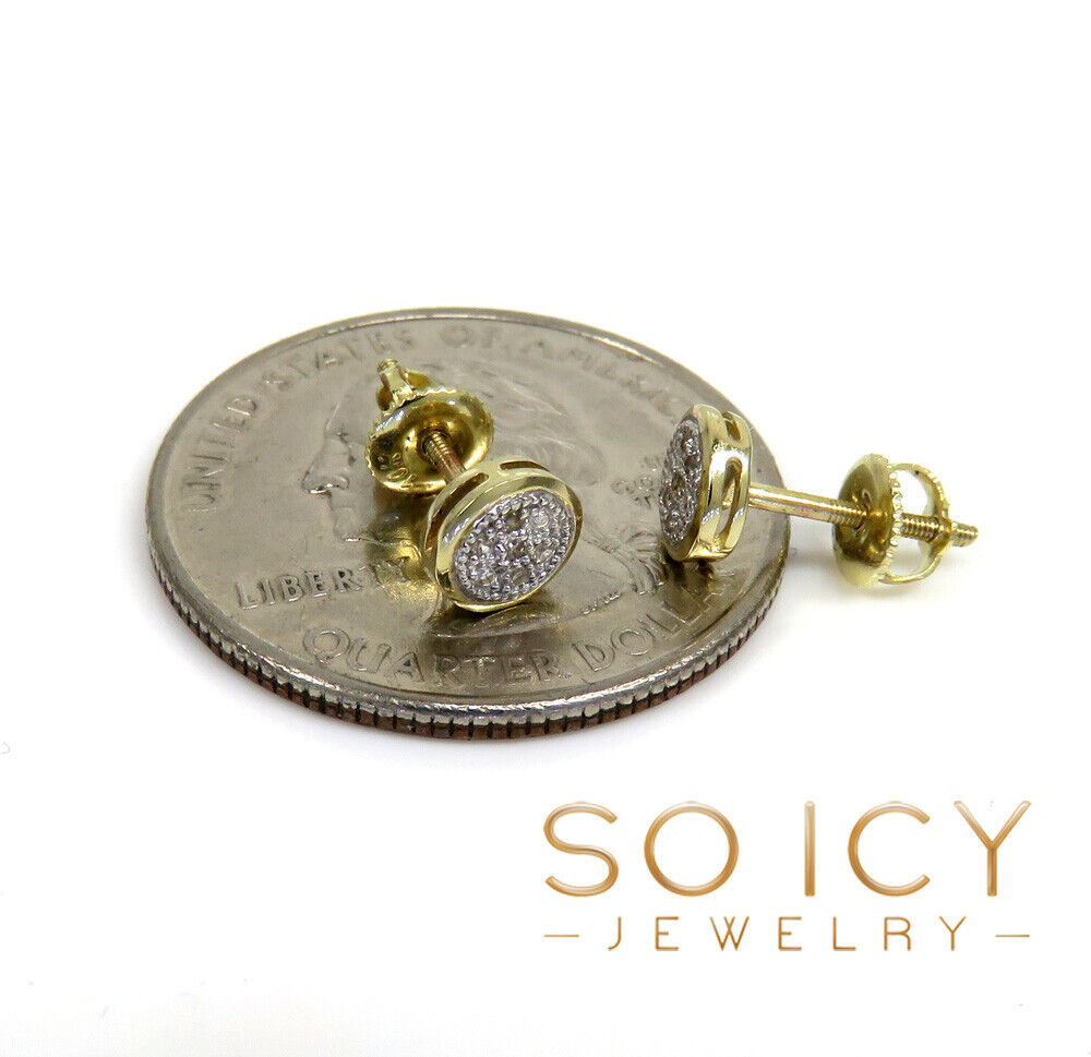 10k yellow real gold diamond square or round earrings  0.04-0.07ct 