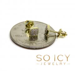 10k yellow real gold diamond square or round earrings  0.04-0.07ct 