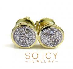 10k yellow real gold diamond square or round earrings  0.04-0.07ct 