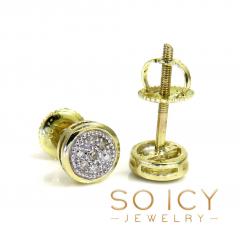 10k yellow real gold diamond square or round earrings  0.04-0.07ct 