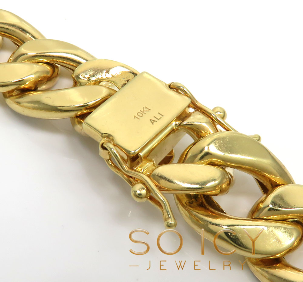 10k yellow gold super thick reversible two tone miami chain 24-30 inch 18mm
