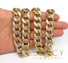 10k yellow gold super thick reversible two tone miami chain 24-30 inch 18mm