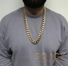 10k yellow gold super thick reversible two tone miami chain 24-30 inch 18mm