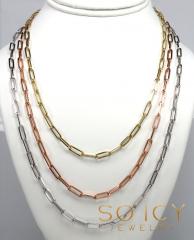14k gold hollow paper clip chain 18-22 inch 3.80mm