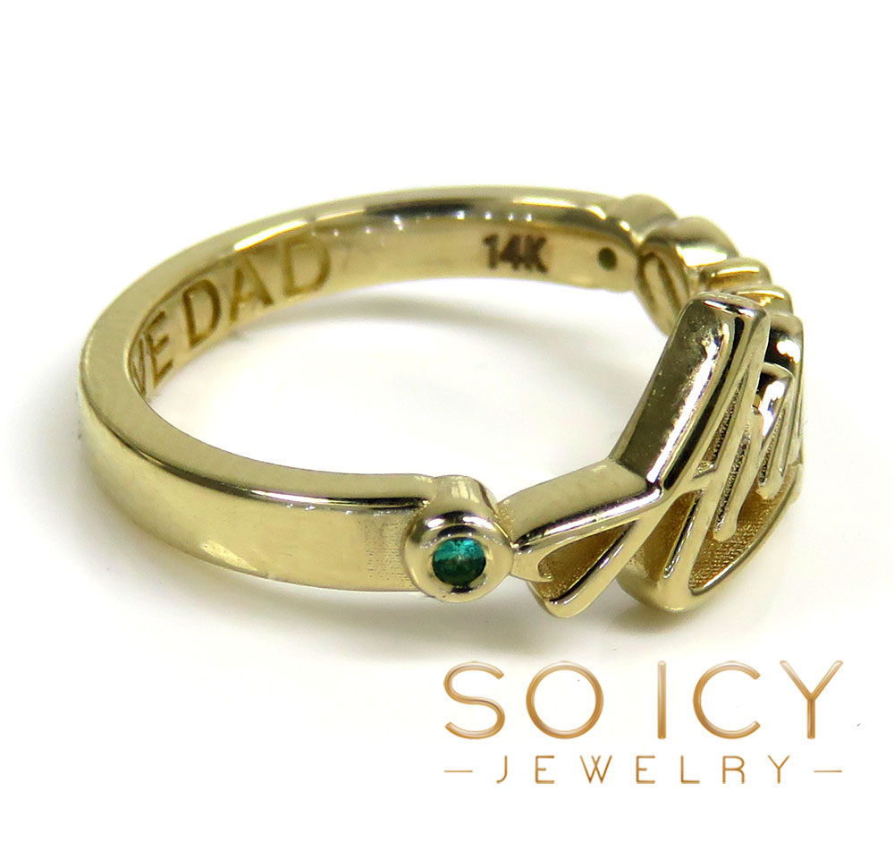 14k gold custom name ring emerald ring 0.10ct  - Image 2