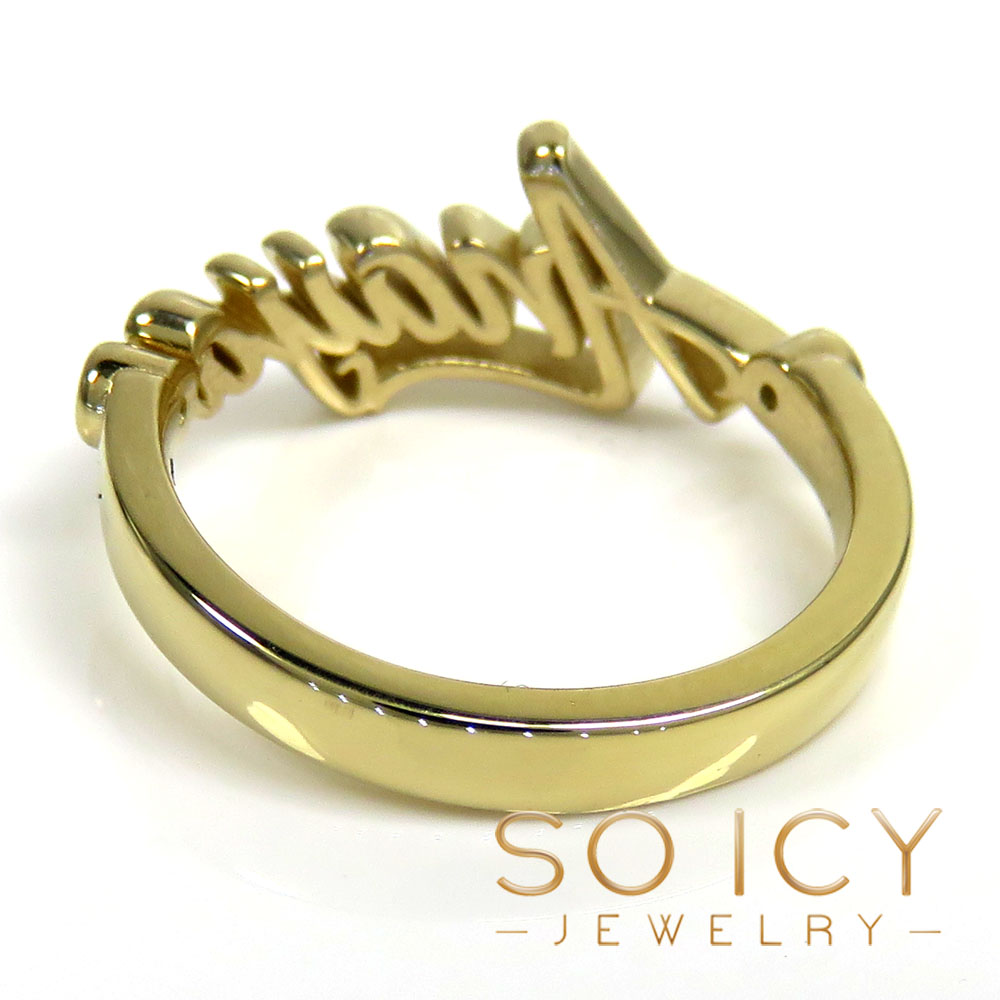 14k gold custom name ring emerald ring 0.10ct 