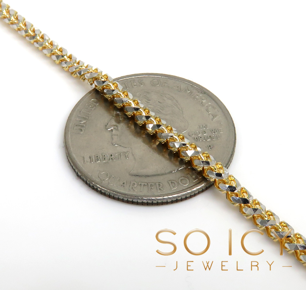 14k two gold prism cut franco chain 18-26 inch 2.50mm