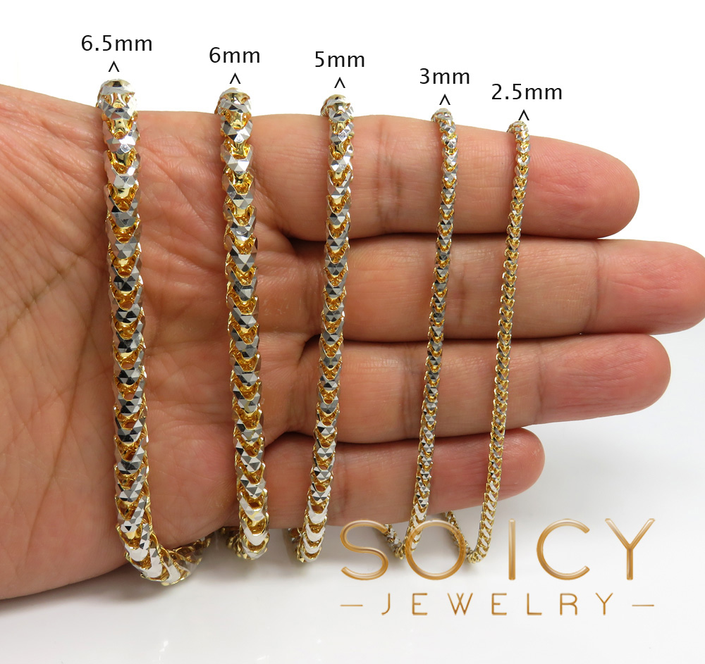 14k two gold prism cut franco chain 18-26 inch 2.50mm - Image 6