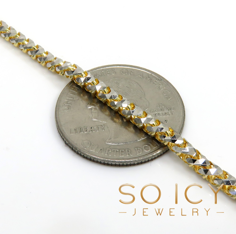 14k two gold prism cut franco chain 18-26 inch 3mm  - Image 2