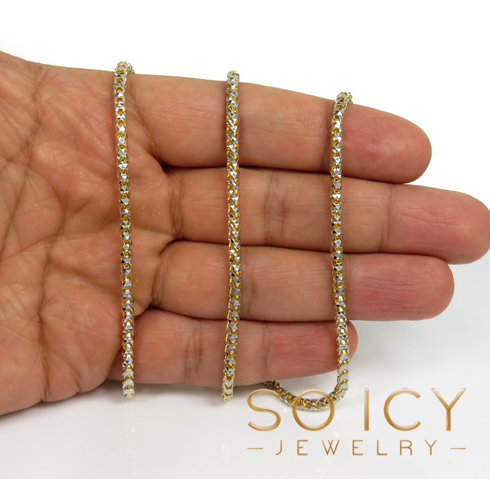 14k two gold prism cut franco chain 18-26 inch 3mm  - Image 4