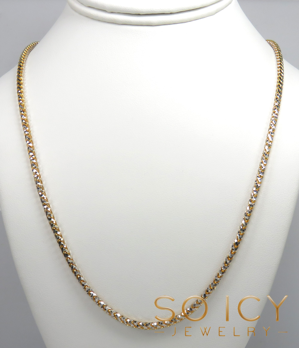 14k two gold prism cut franco chain 18-26 inch 3mm 