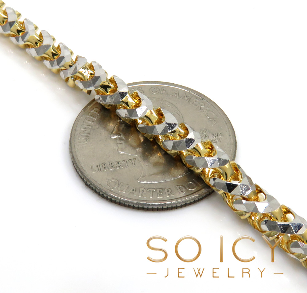 14k two gold prism cut franco chain 18-26 inch 5mm 