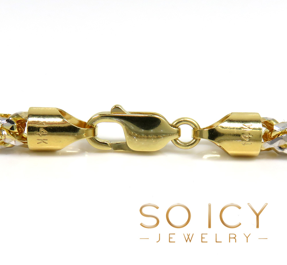 14k two gold prism cut franco chain 18-26 inch 5mm 